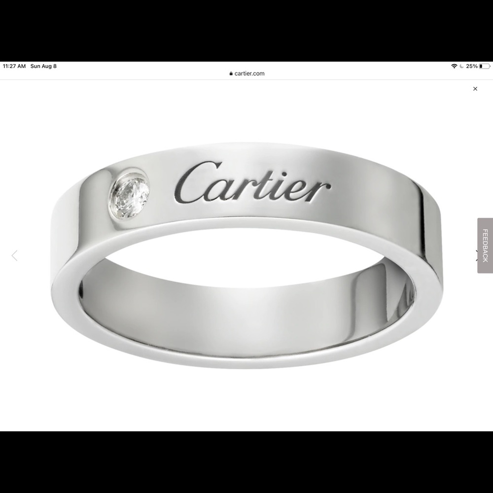 SOLD SOLD C de Cartier Platinum Ring with 1 pt. Diamond